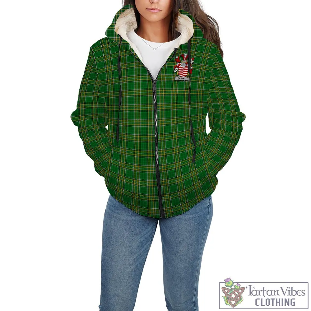 Barrett Irish Clan Tartan Sherpa Hoodie with Coat of Arms