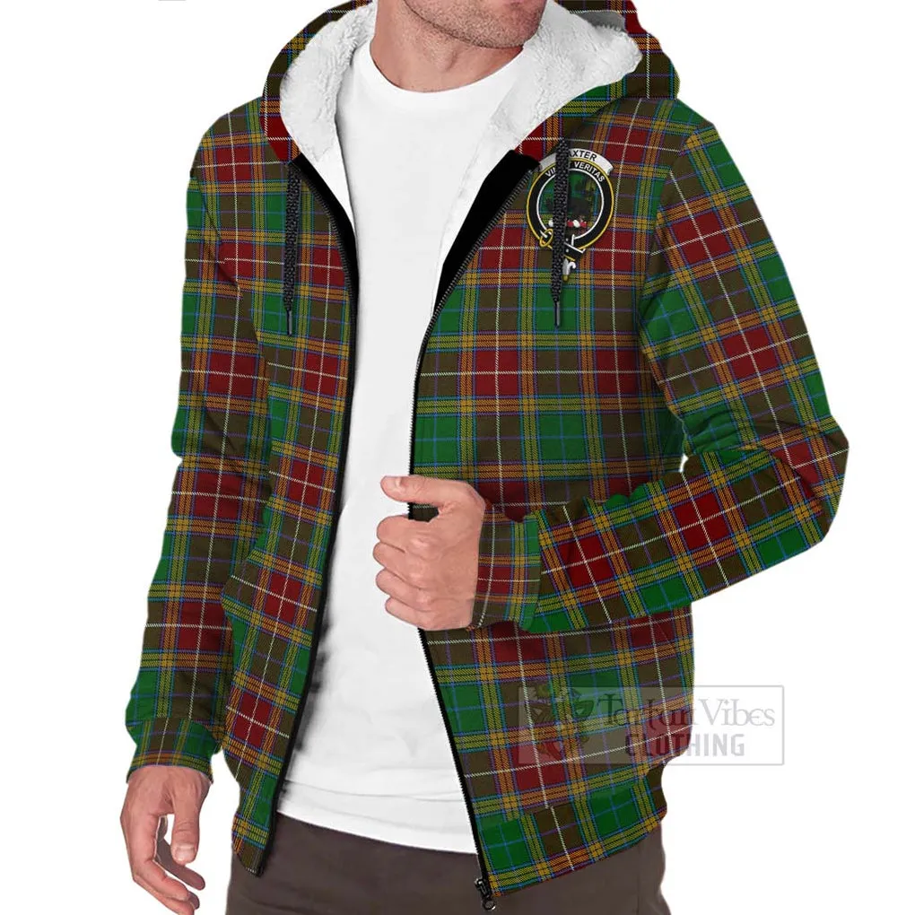 Baxter Tartan Sherpa Hoodie with Family Crest and Bearded Skull Holding Bottles of Whiskey