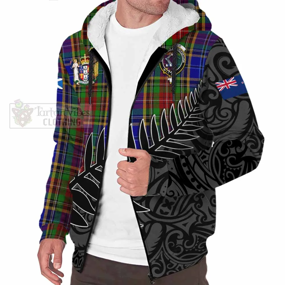 Beattie (Beatty) Crest Tartan Sherpa Hoodie with New Zealand Silver Fern Half Style