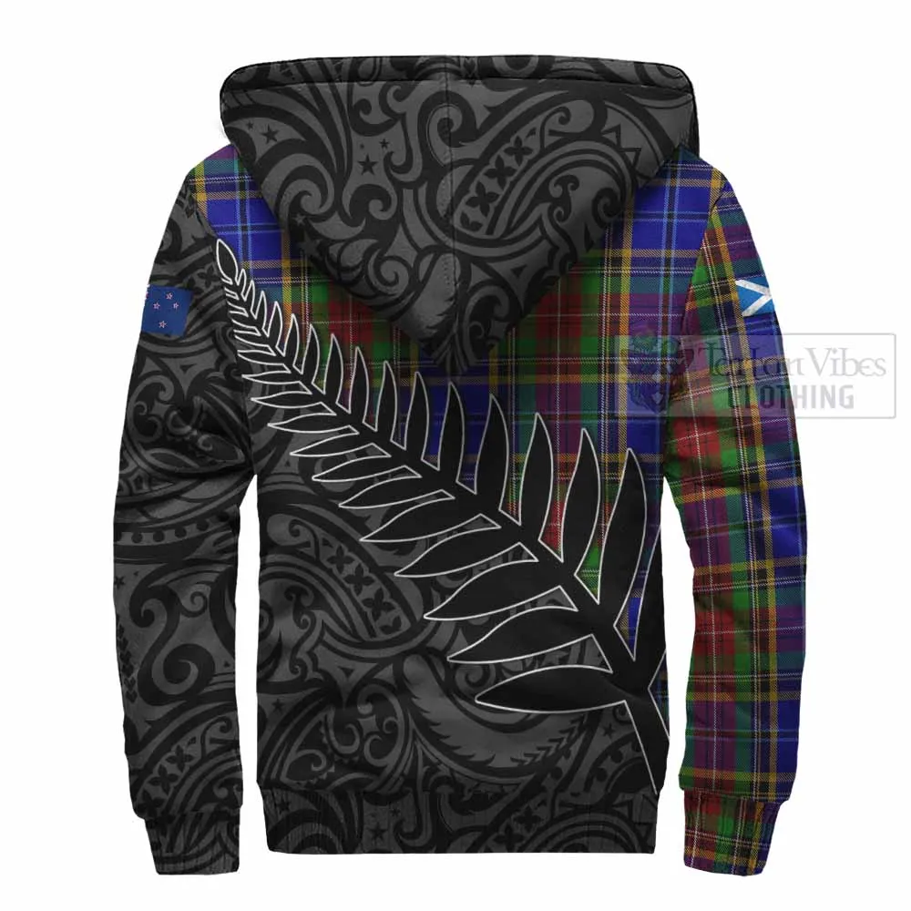 Beattie (Beatty) Crest Tartan Sherpa Hoodie with New Zealand Silver Fern Half Style