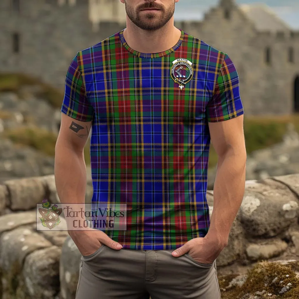 Beattie Tartan Cotton T-Shirt with Family Crest