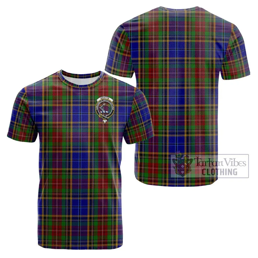 Beattie Tartan Cotton T-Shirt with Family Crest