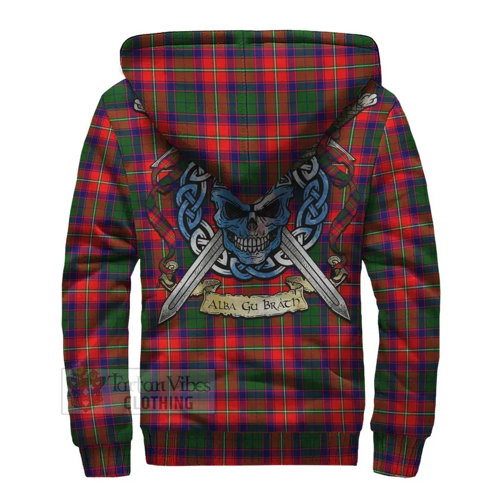 Belshes (Belsches) Tartan Sherpa Hoodie with Family Crest Celtic Skull Style