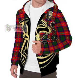 Belshes Tartan Sherpa Hoodie with Family Crest Celtic Wolf Style