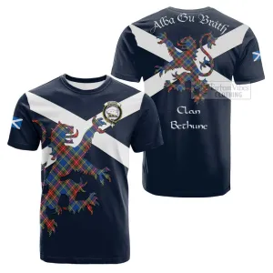 Bethune Tartan Lion Rampant Cotton T-shirt Proudly Display Your Heritage with Alba Gu Brath and Clan Name