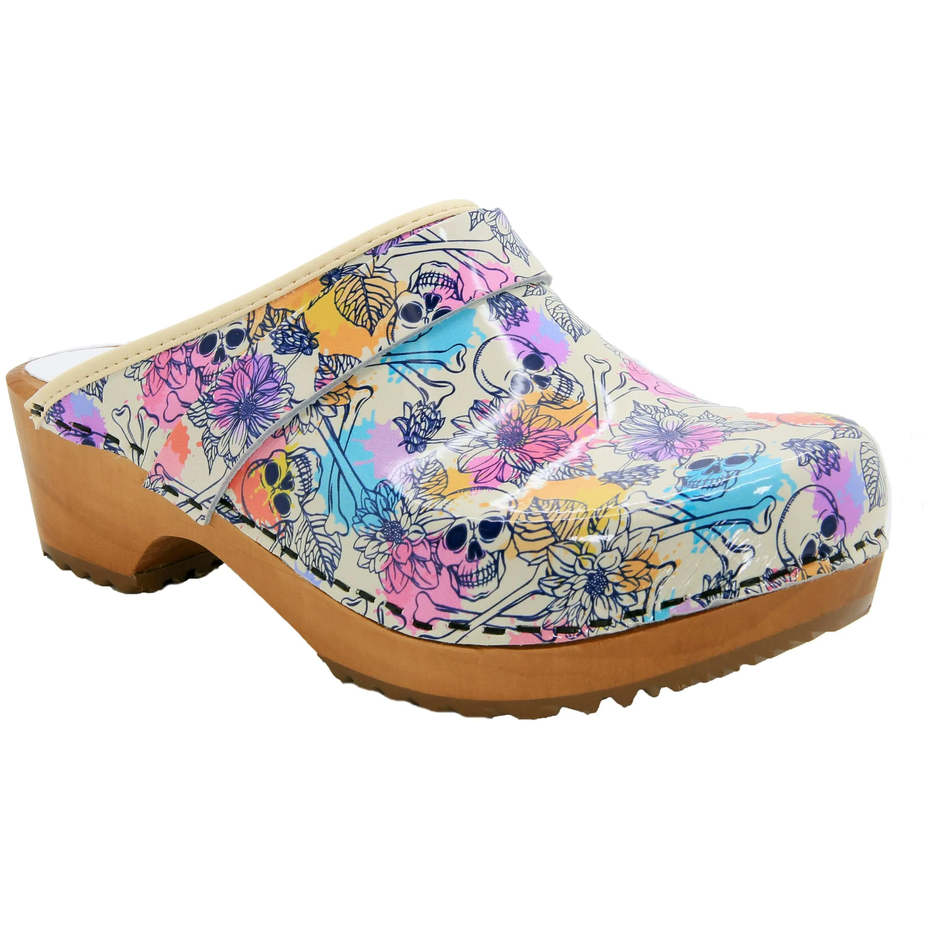 BJORK Bonita Wood Open Back Leather Clogs - CLOSEOUT