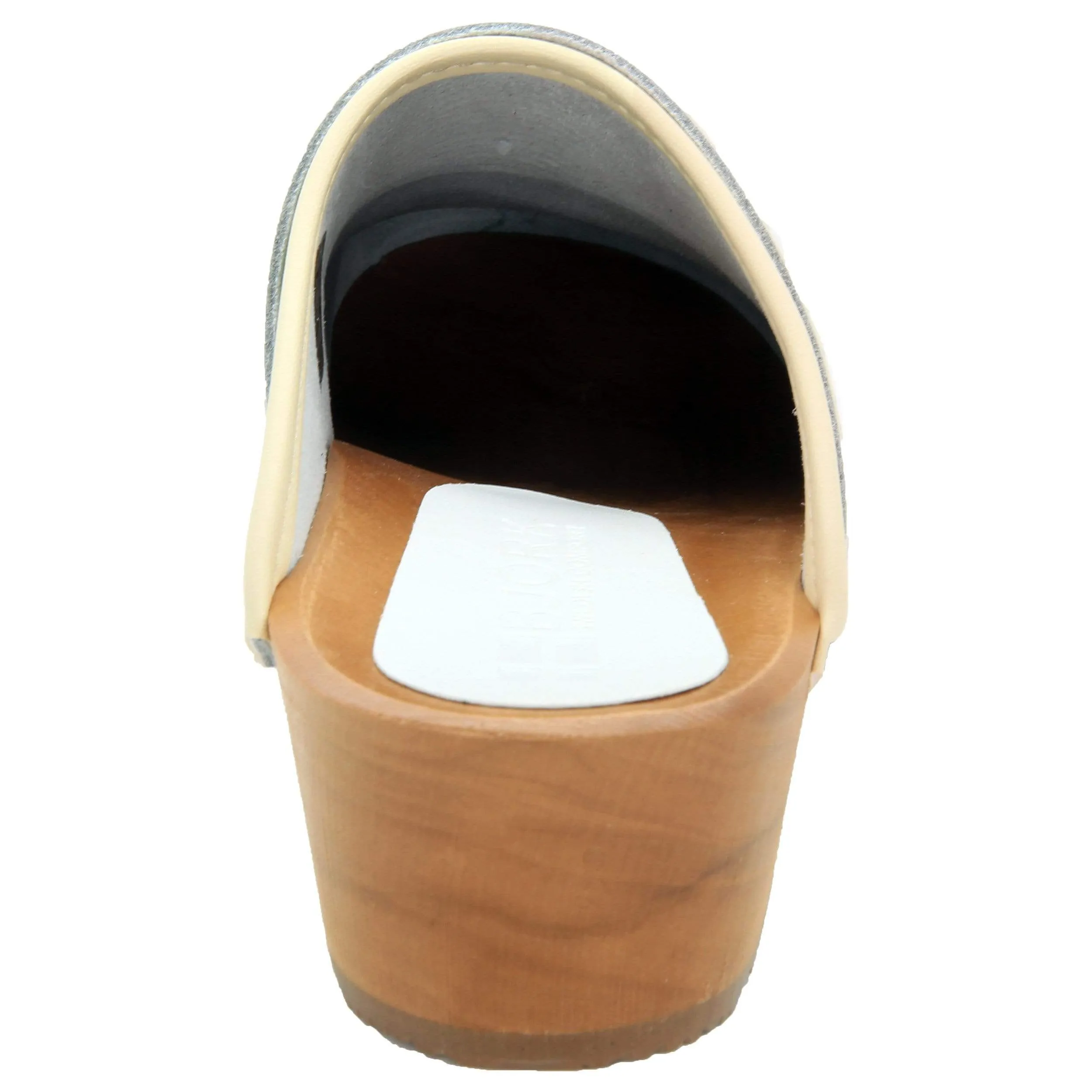 BJORK Dahlia Wood Open Back Leather Clogs