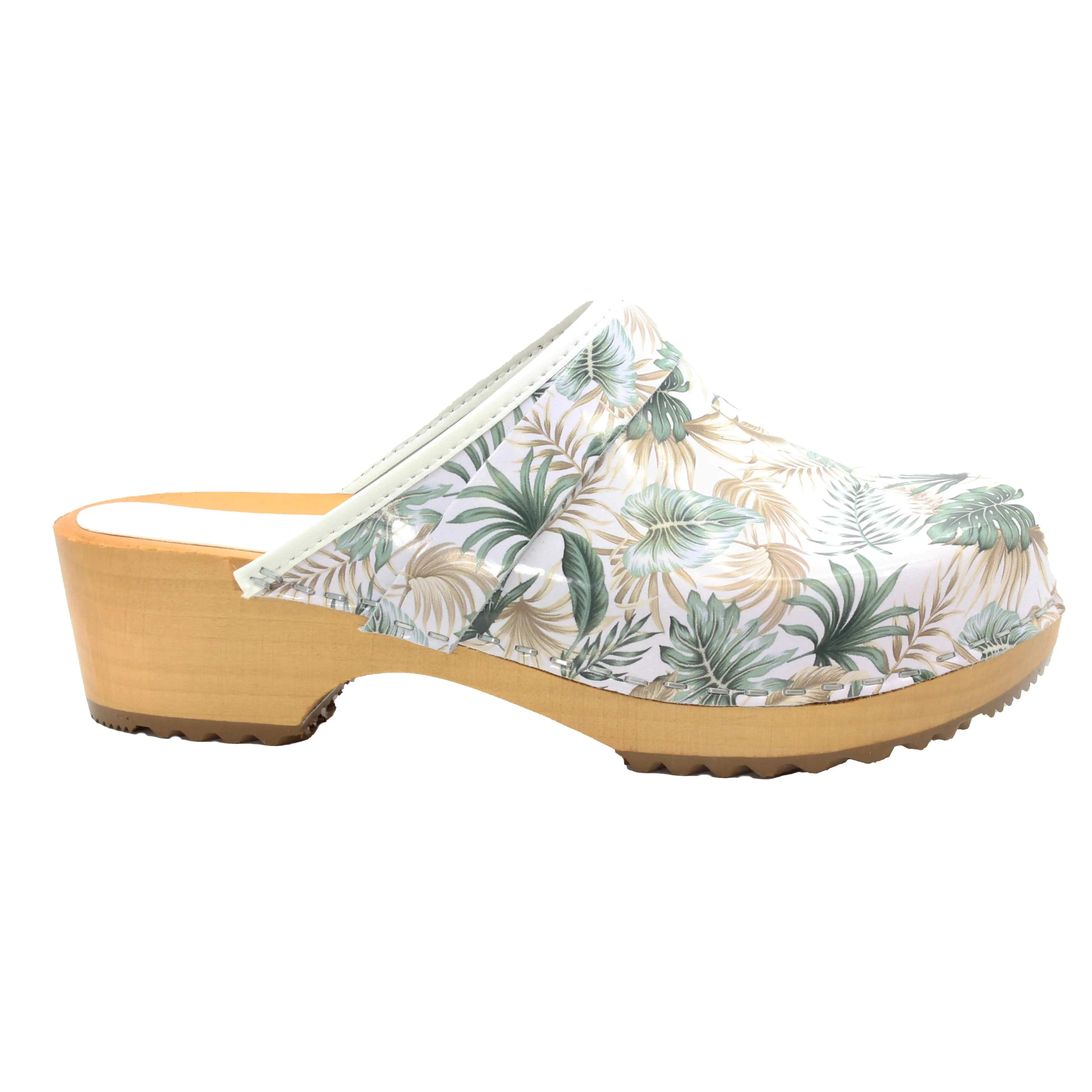 BJORK Maja Open Back Tropical Leather Clogs