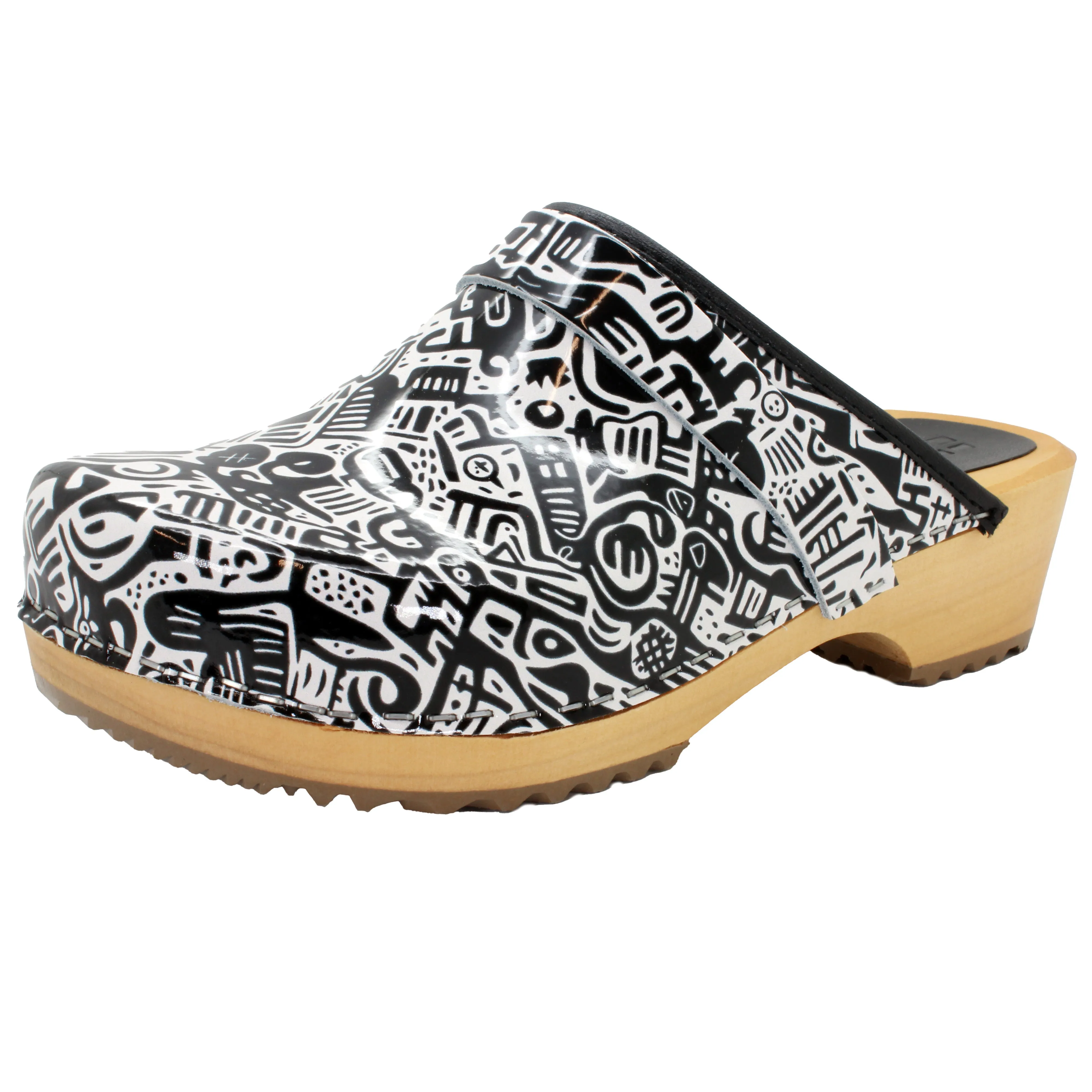 BJORK Maja Wood Juni Leather Clogs