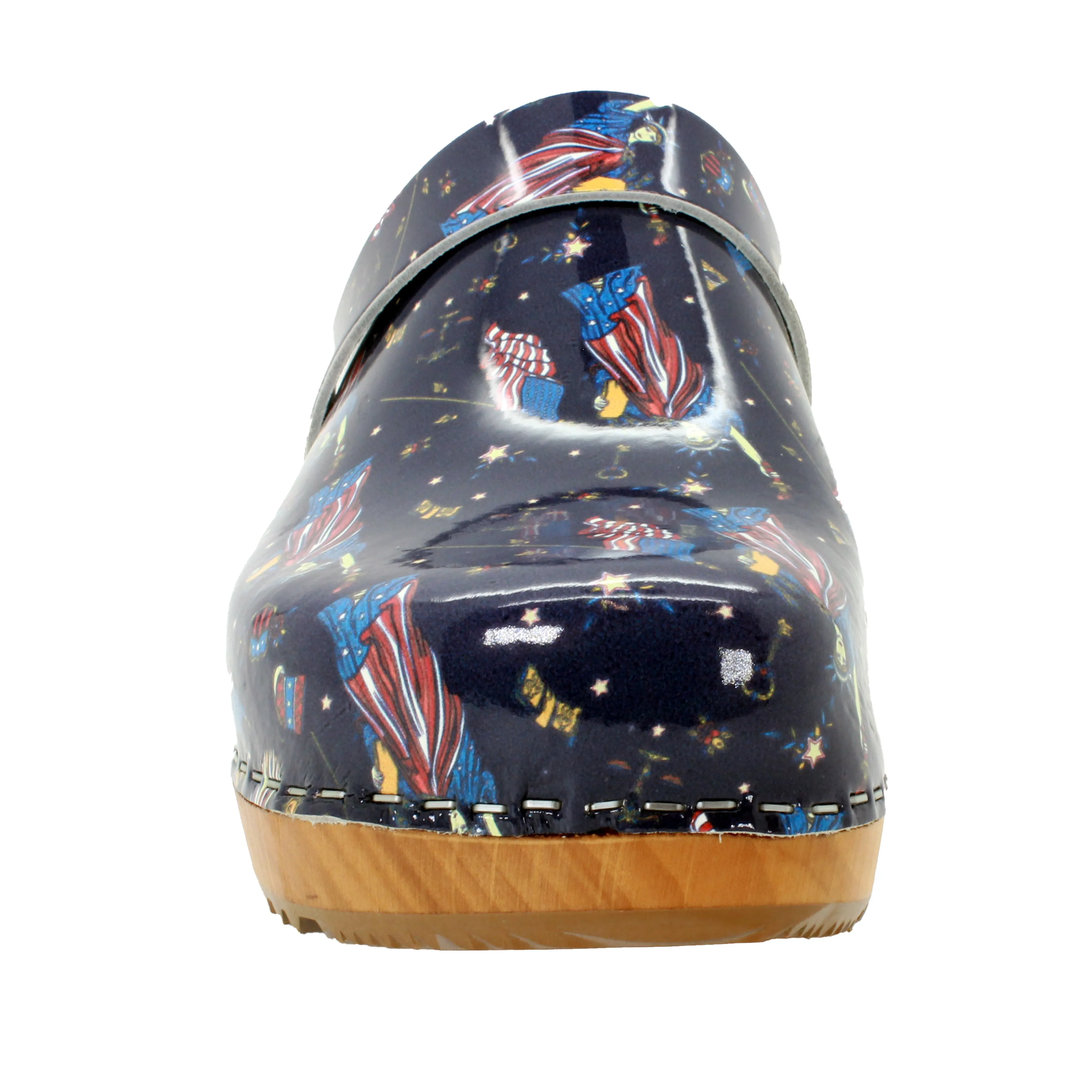 BJORK Maja Wood Liberty Leather Clogs