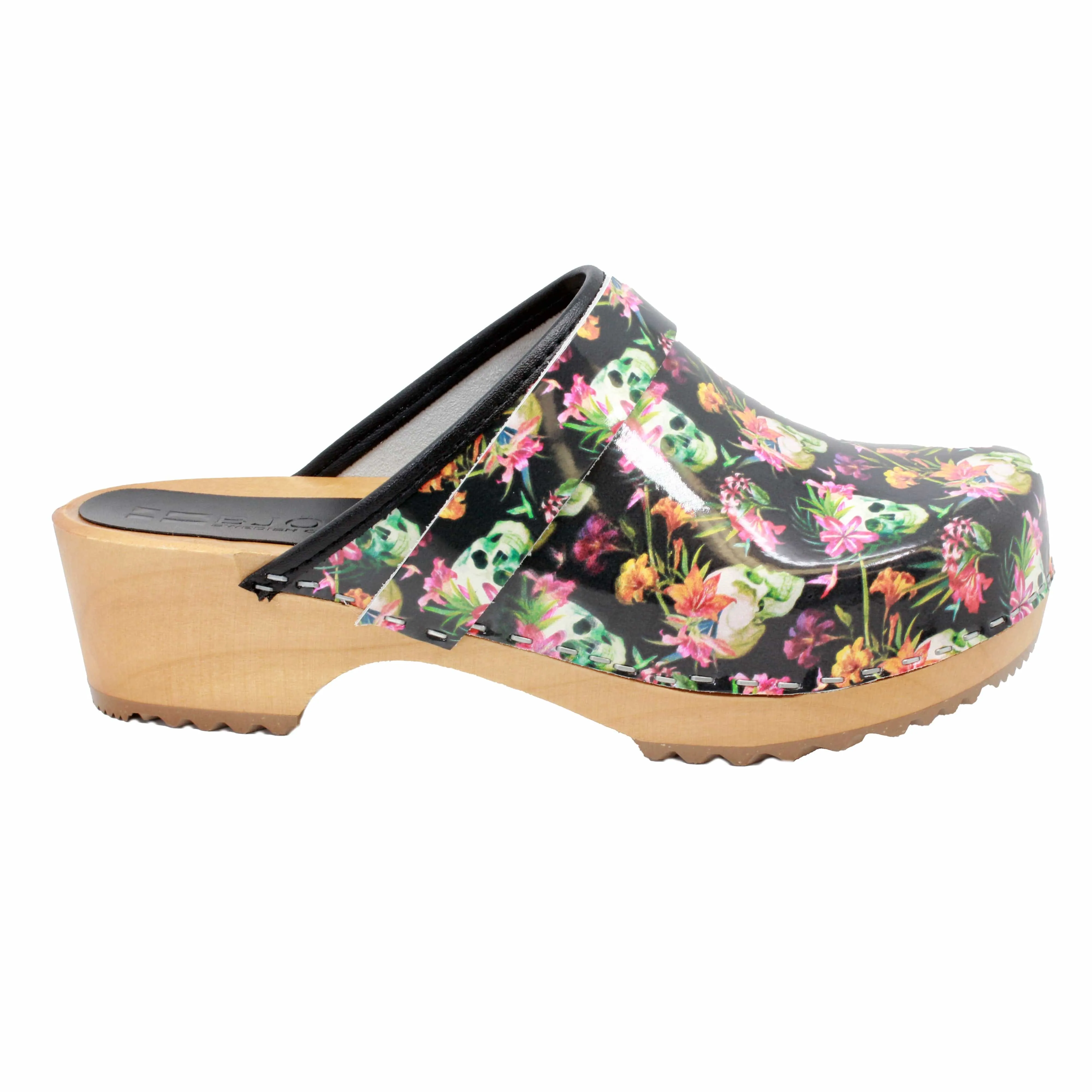 BJORK Maja Wood Moa Printed Leather Clogs