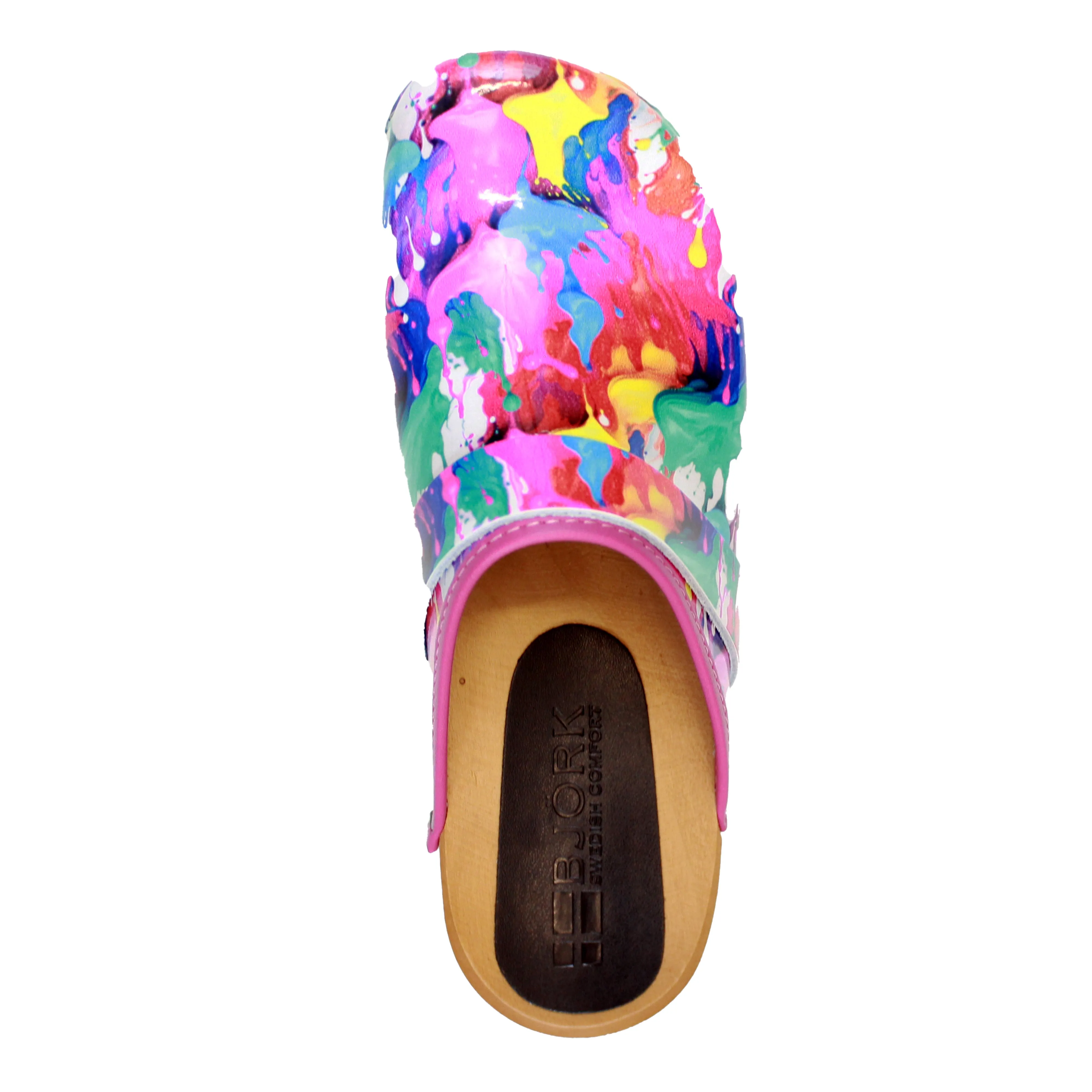 BJORK Maja Wood Splat Leather Clogs