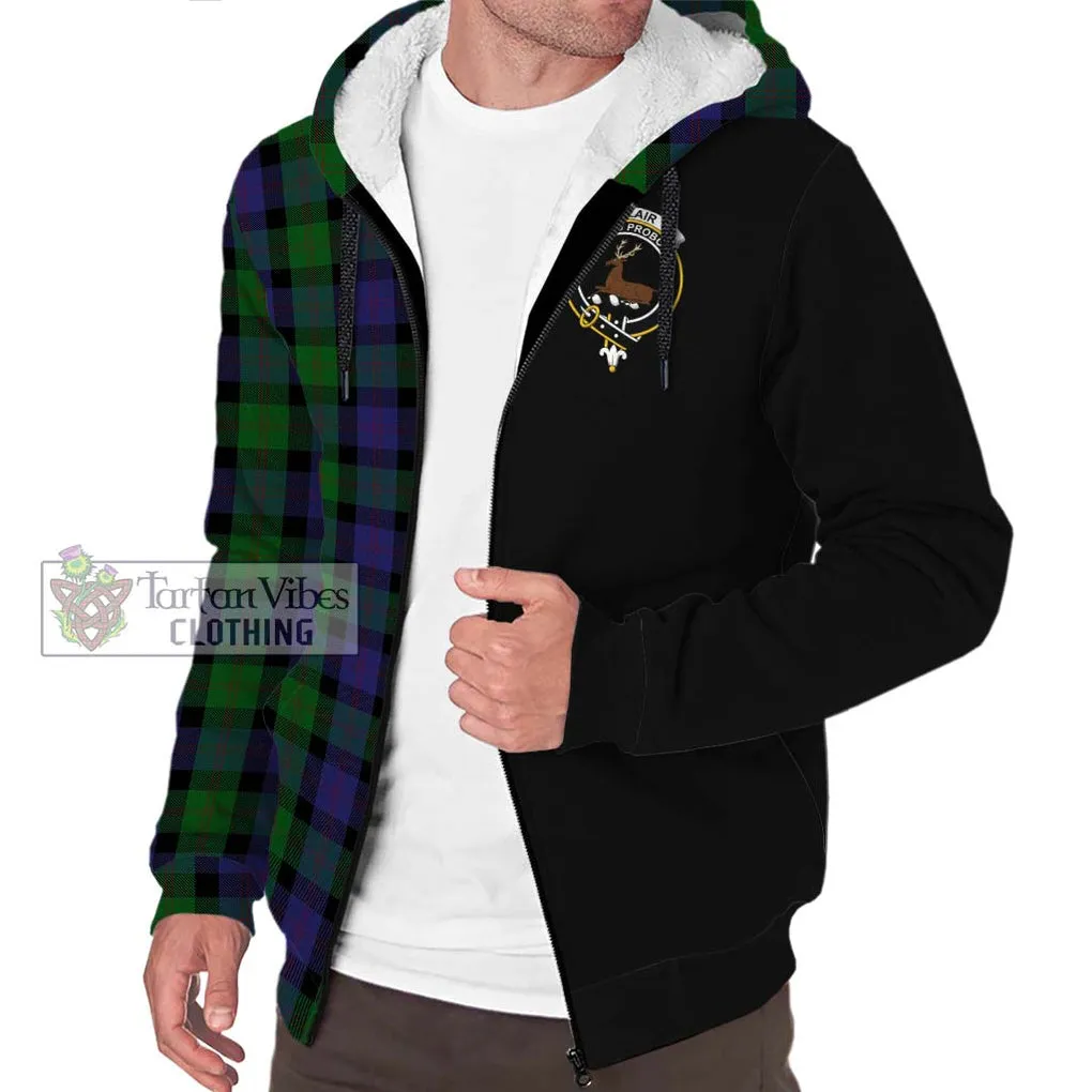 Blair Tartan Sherpa Hoodie with Family Crest and Half Of Me Style