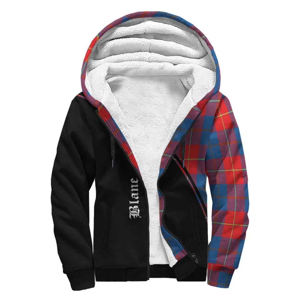 Blane Tartan Sherpa Hoodie with Family Crest Curve Style