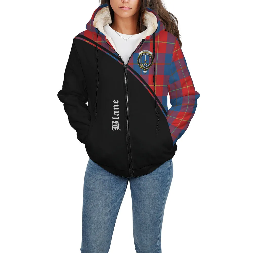 Blane Tartan Sherpa Hoodie with Family Crest Curve Style