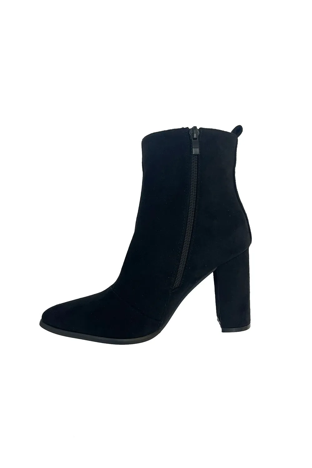 Block Heel Ankle Boots with Zip Detail