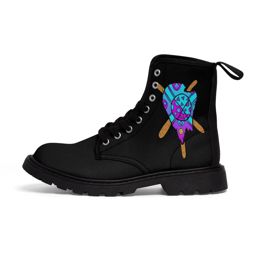 Blue and Purple Melted Popsicle Women's Canvas Boots