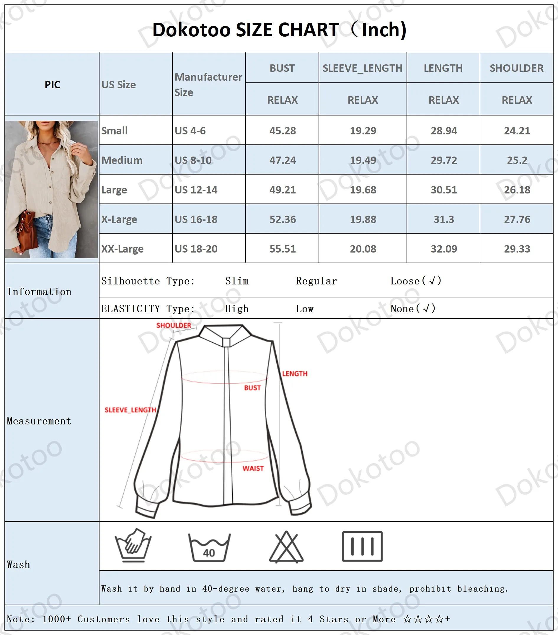 Blue Check Womens Corduroy Button Down Shirts Boyfriend Long Sleeve Oversized Blouses Tops - Dokotoo