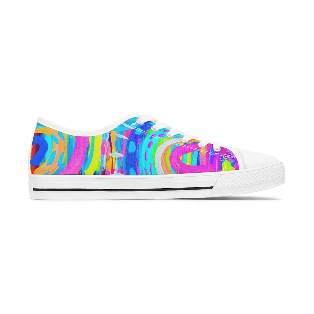 Blue Painted Rainbow Women's Low Top Sneakers