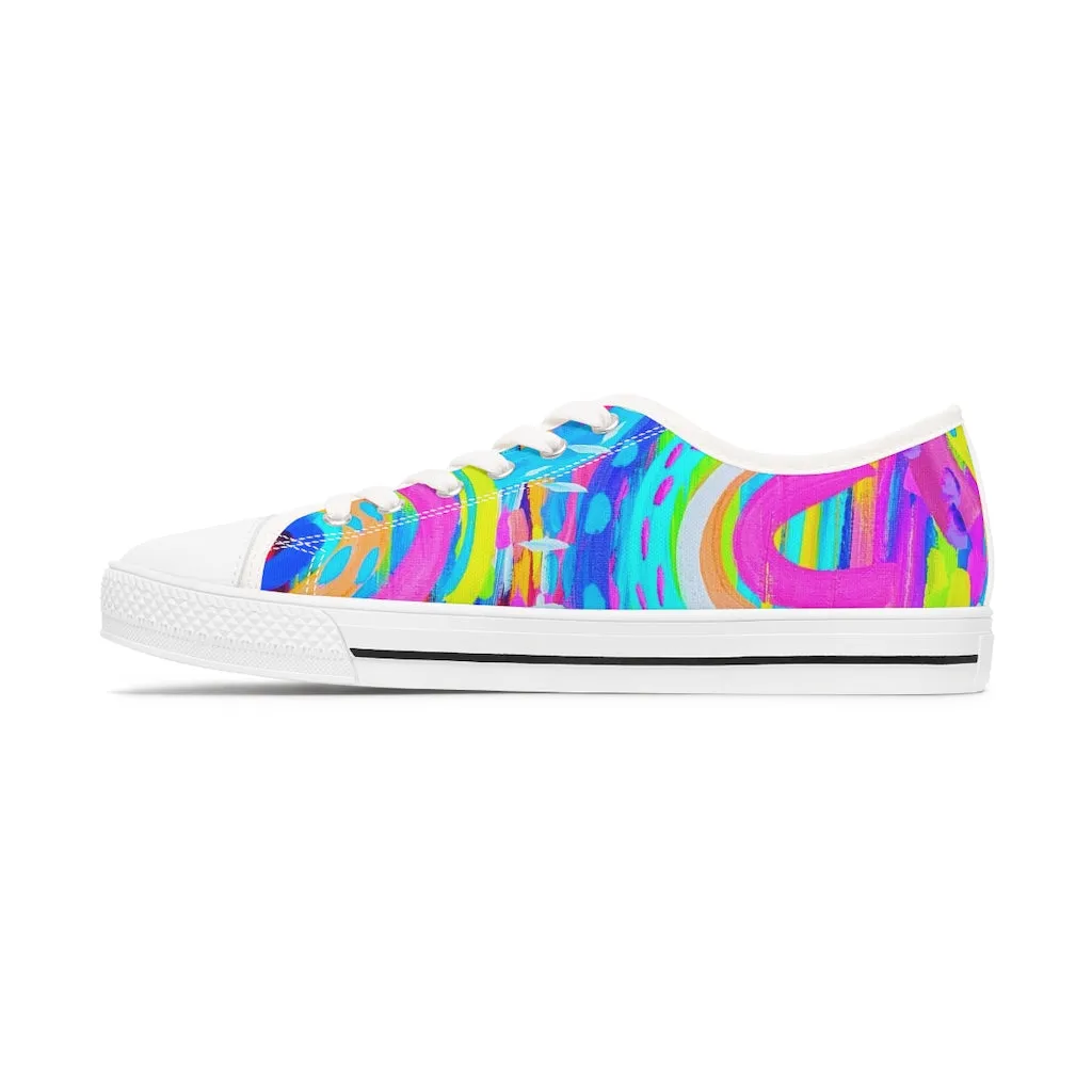 Blue Painted Rainbow Women's Low Top Sneakers