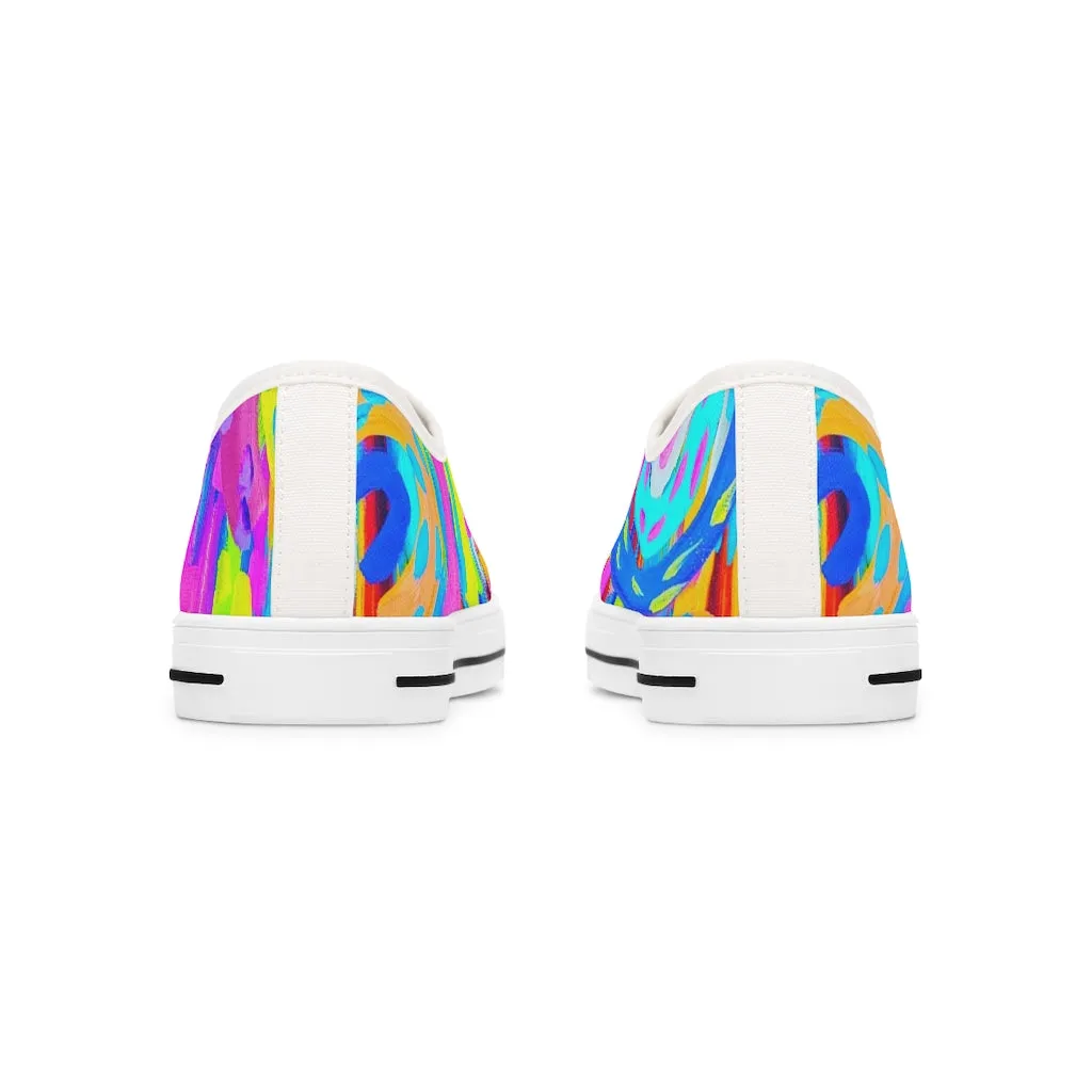 Blue Painted Rainbow Women's Low Top Sneakers