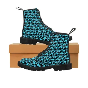 Blue Snobby Cats Women's Canvas Boots