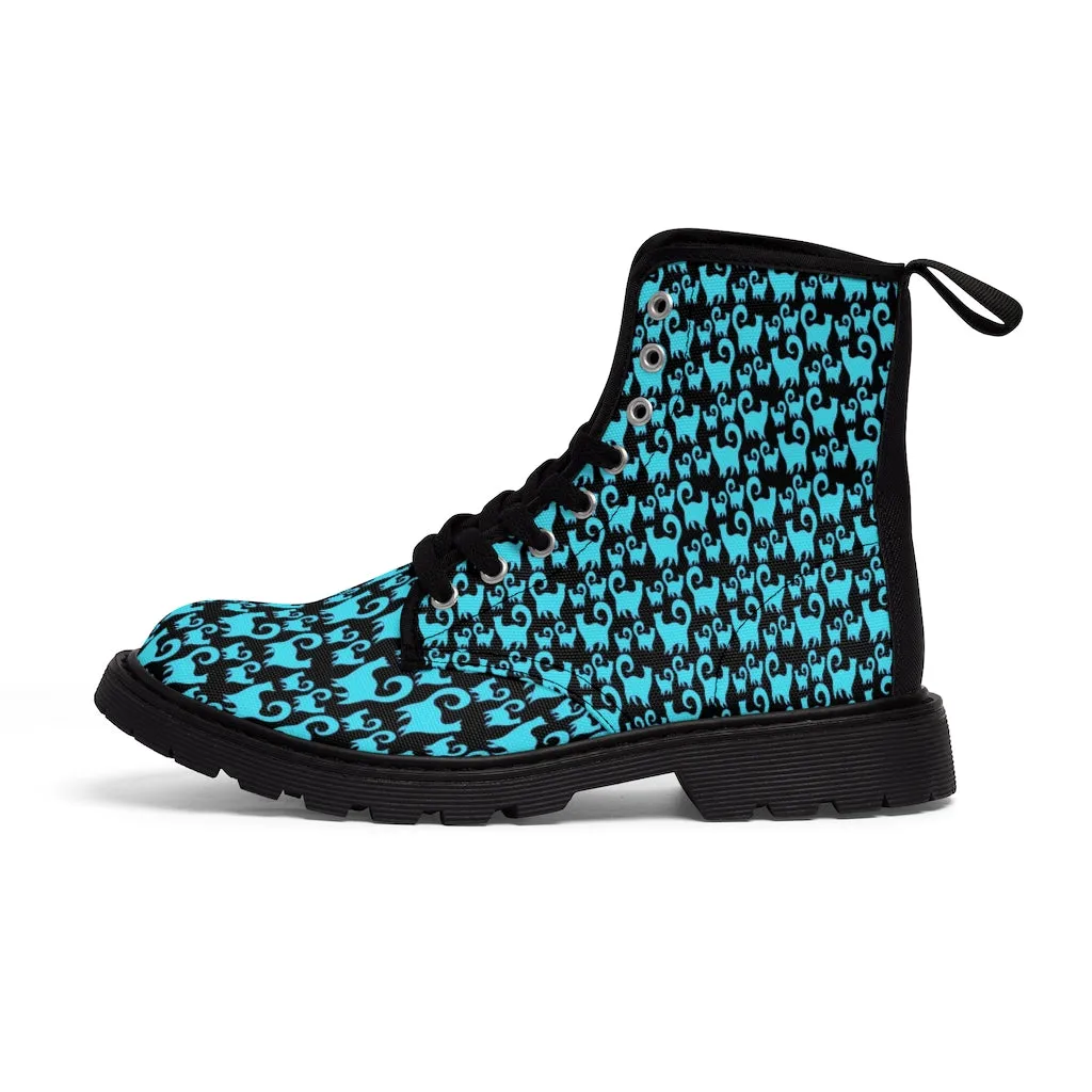 Blue Snobby Cats Women's Canvas Boots