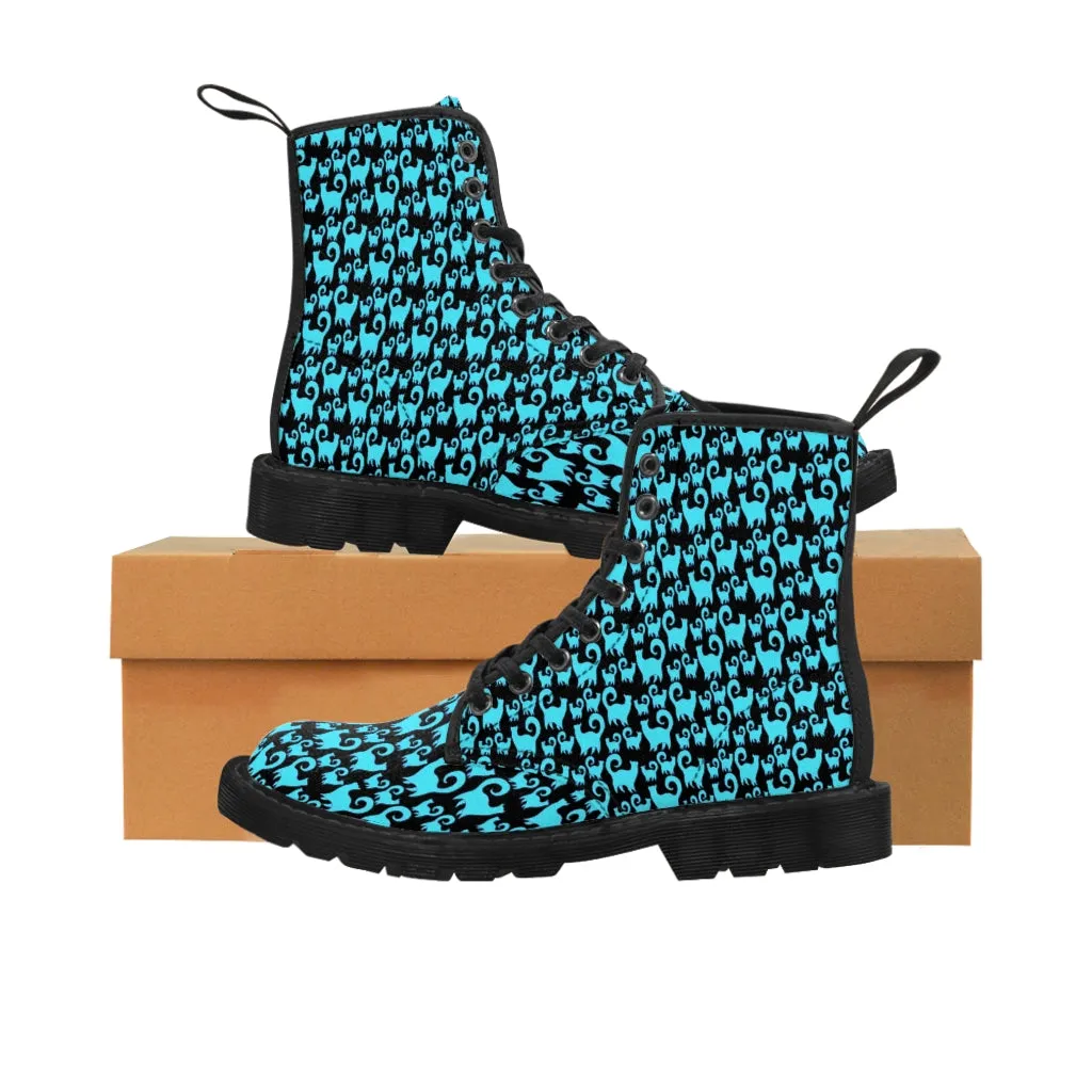 Blue Snobby Cats Women's Canvas Boots