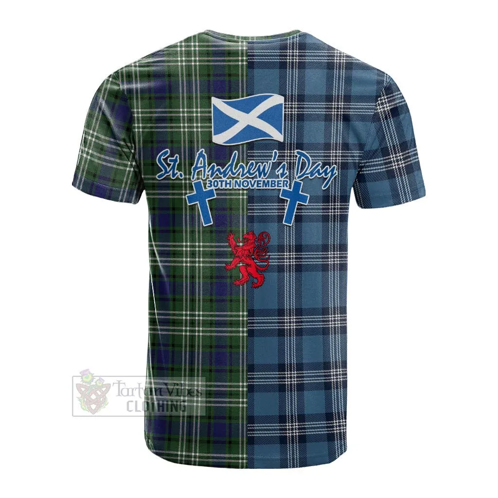 Blyth Tartan Cotton T-shirt Happy St. Andrew's Day Half Tartan Style