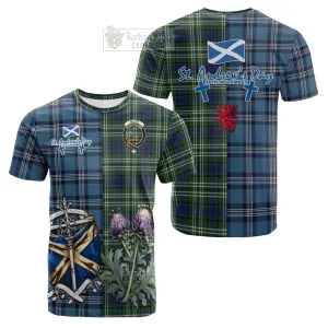 Blyth Tartan Cotton T-shirt Happy St. Andrew's Day Half Tartan Style