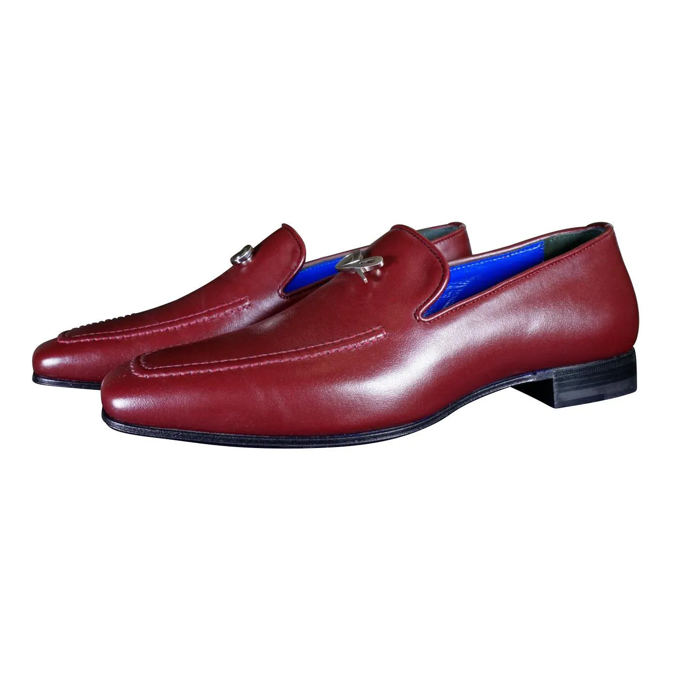 Bordo With Silver Hardware Leather Loafers