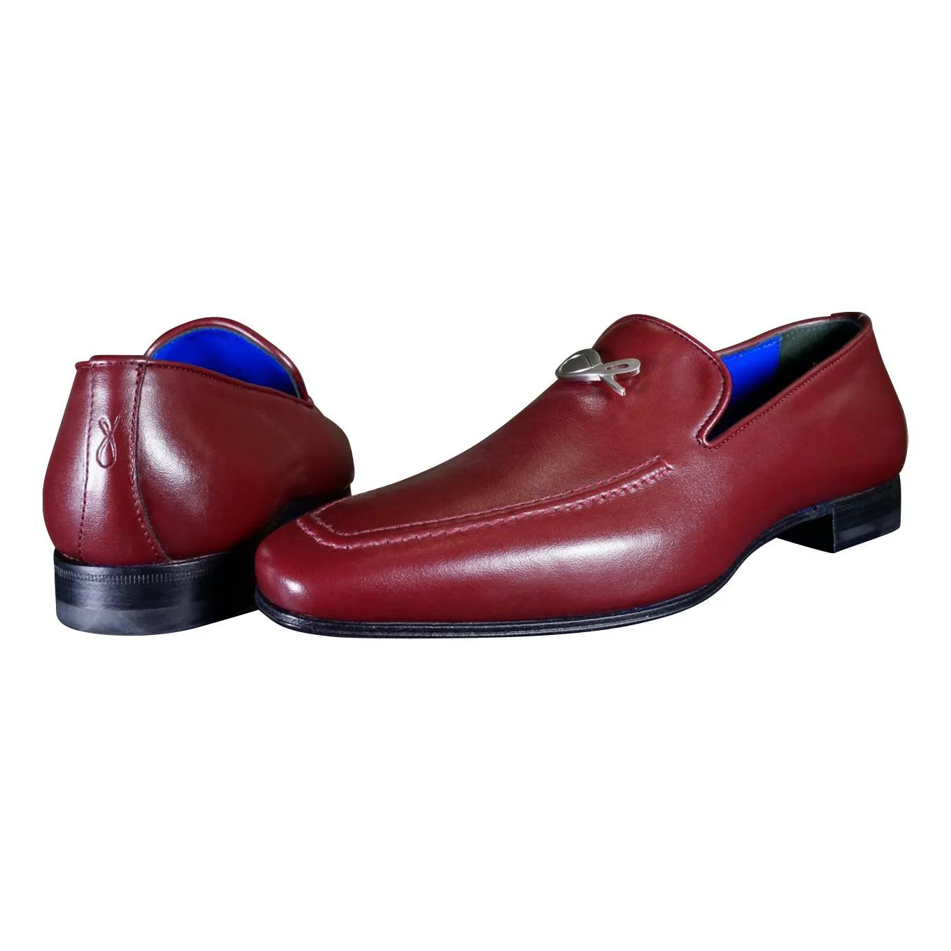 Bordo With Silver Hardware Leather Loafers