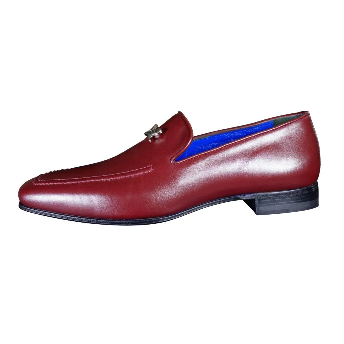 Bordo With Silver Hardware Leather Loafers