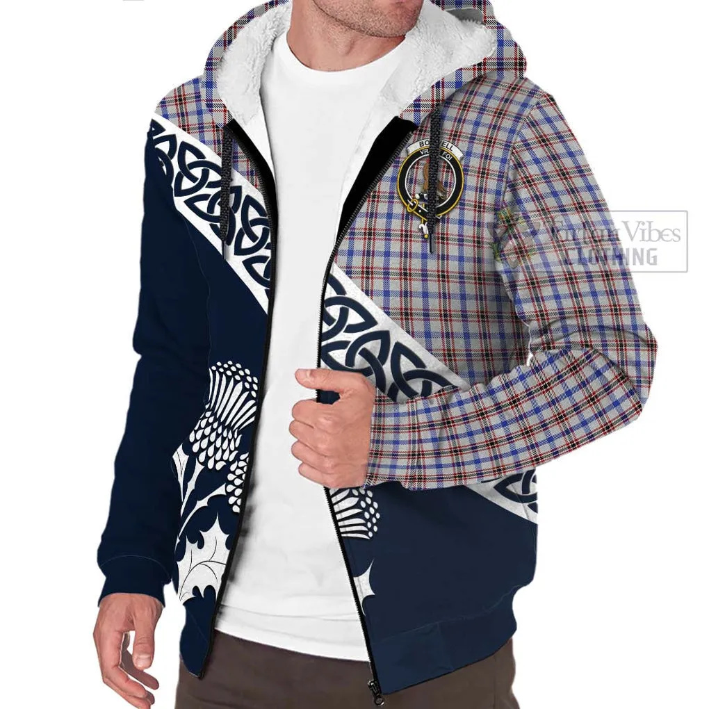 Boswell Tartan Sherpa Hoodie Featuring Thistle and Scotland Map