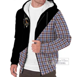 Boswell Tartan Sherpa Hoodie with Family Crest and Military Logo Style