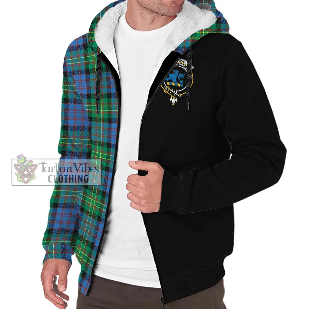 Bowie Ancient Tartan Sherpa Hoodie with Family Crest and Half Of Me Style