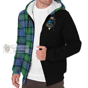 Bowie Ancient Tartan Sherpa Hoodie with Family Crest and Half Of Me Style