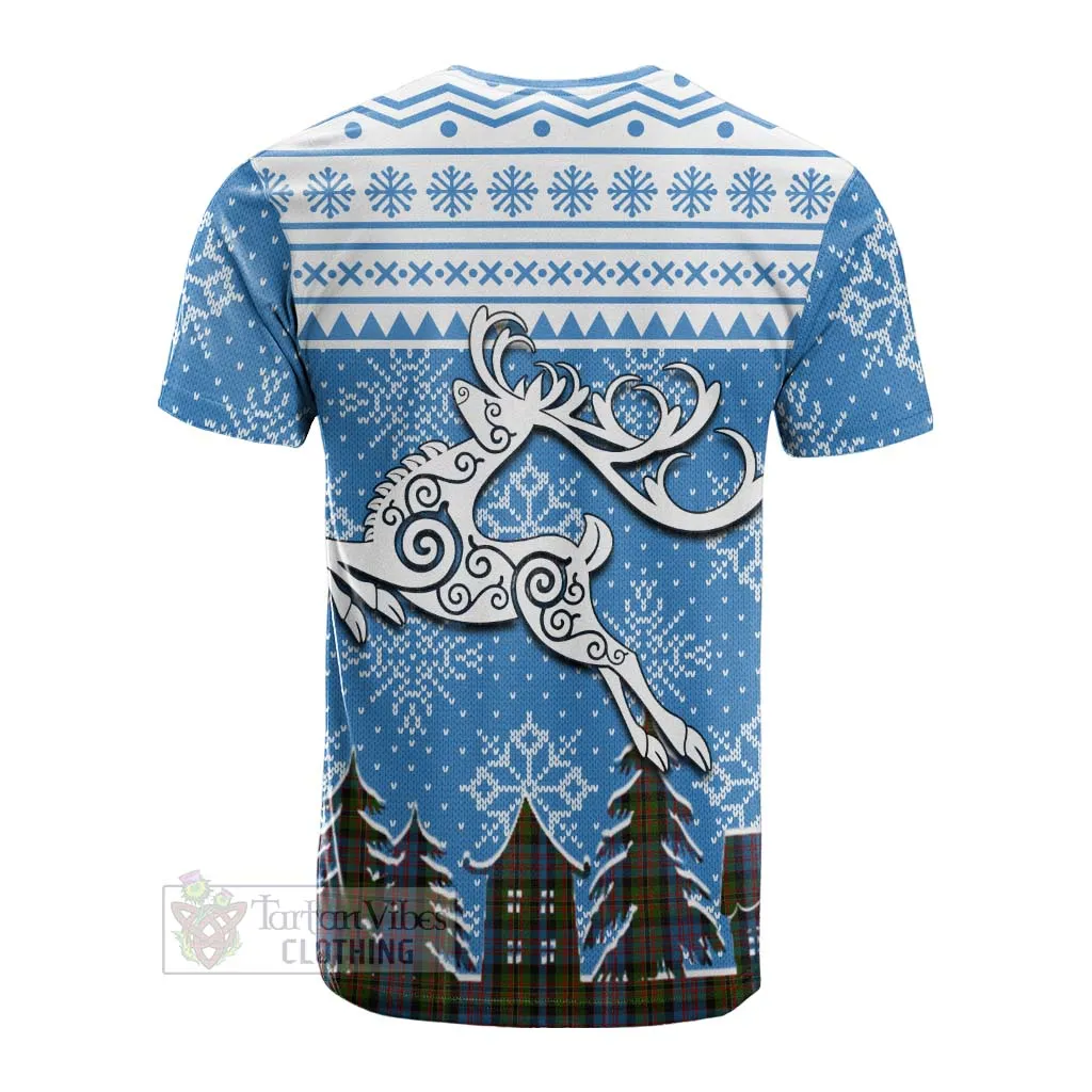 Bowie Clan Christmas Cotton T-shirt Celtic Reindeer Style