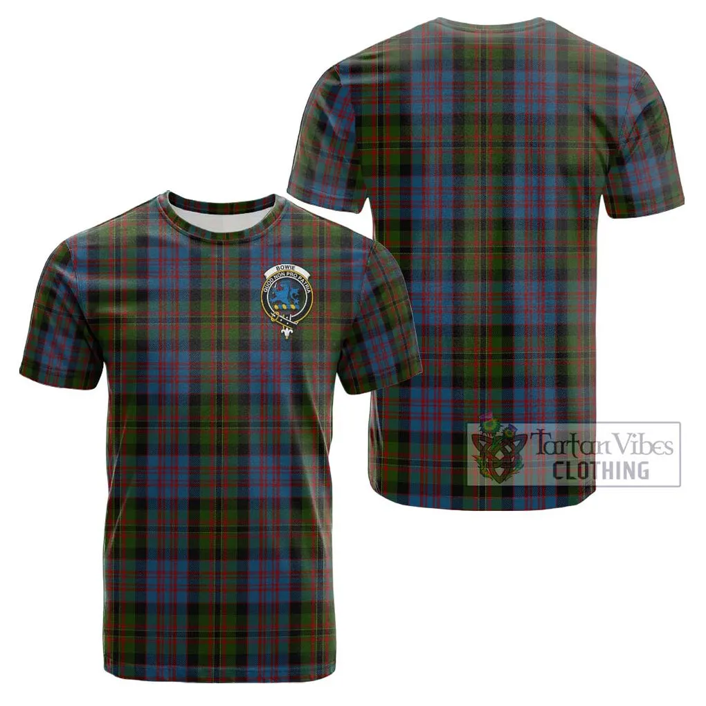 Bowie Tartan Cotton T-Shirt with Family Crest