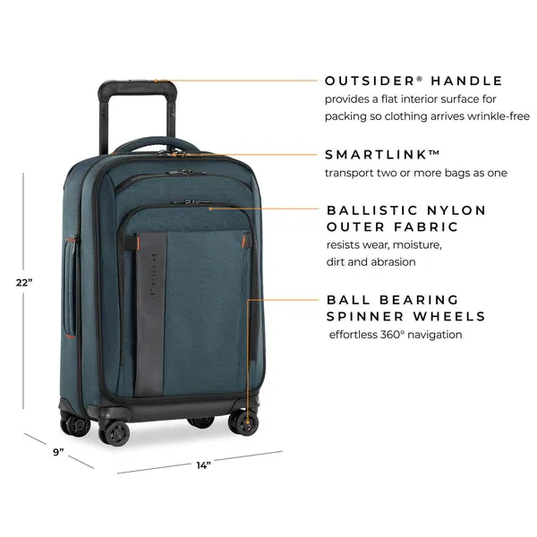 Briggs & Riley ZDX DOMESTIC 22" CARRY-ON EXPANDABLE SPINNER OCEAN