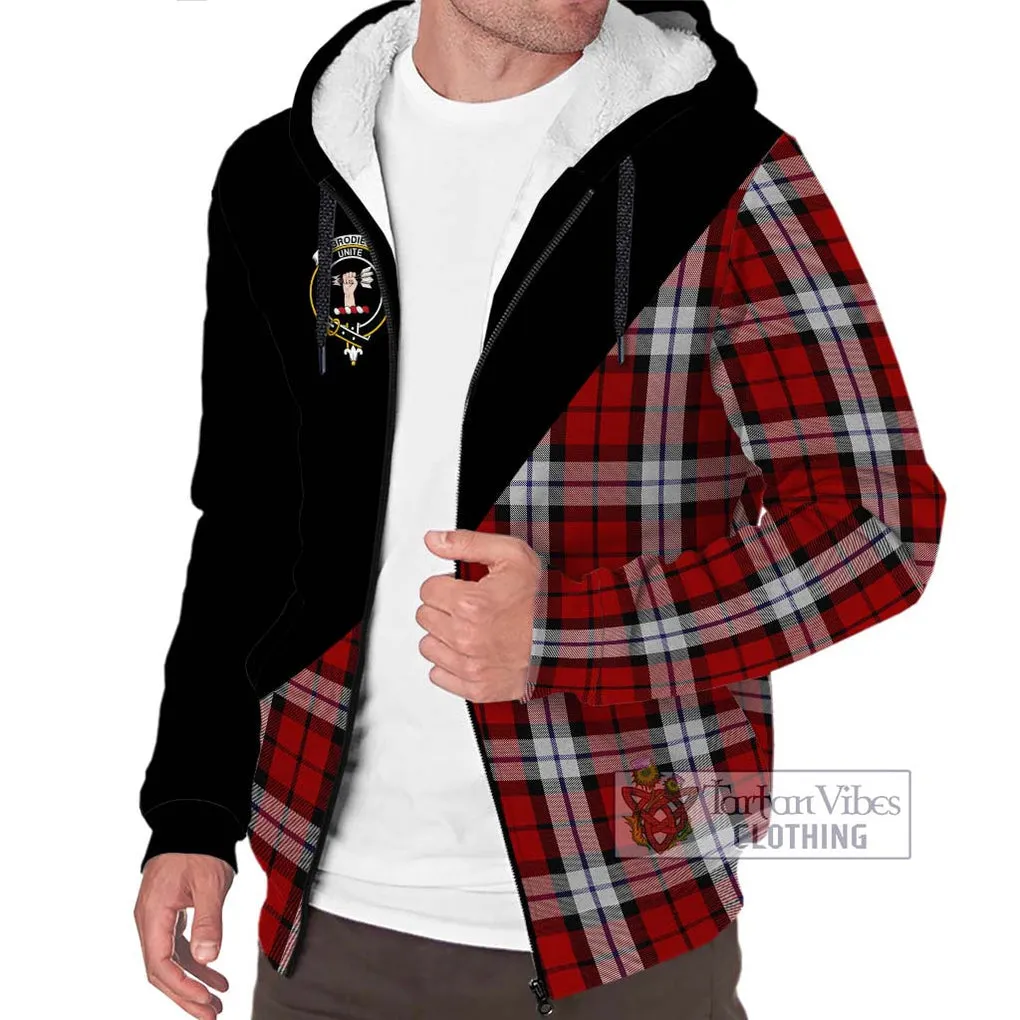 Brodie Dress Tartan Sherpa Hoodie with Family Crest and Military Logo Style