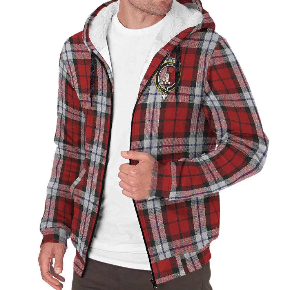 Brodie Dress Tartan Sherpa Hoodie with Family Crest