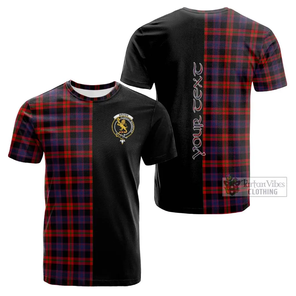 Brown (Broun) Tartan Cotton T-shirt with Family Crest and Half Of Me Style