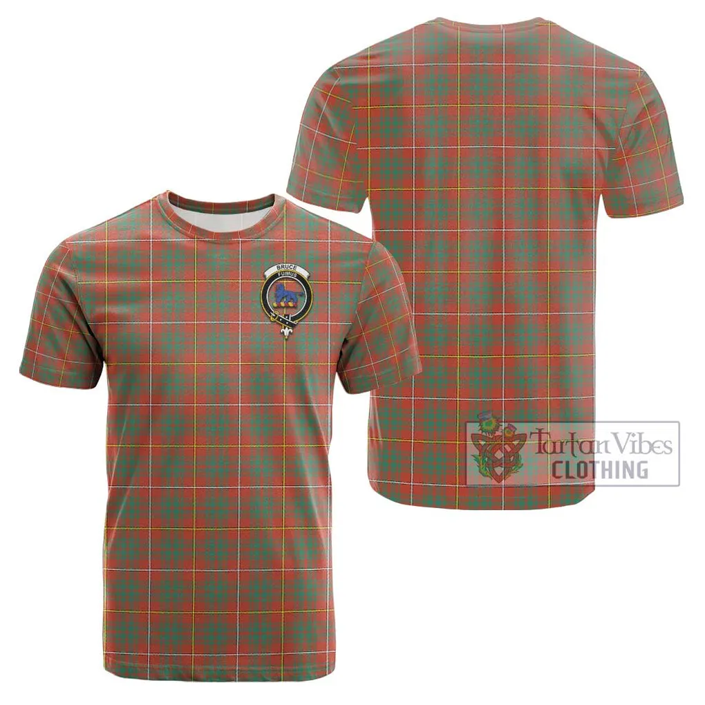 Bruce Ancient Tartan Cotton T-Shirt with Family Crest