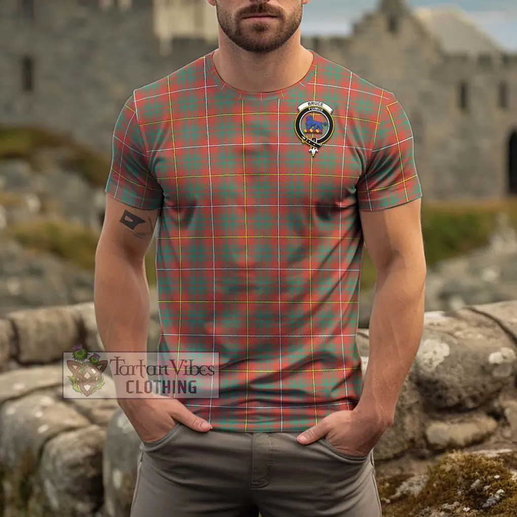 Bruce Ancient Tartan Cotton T-Shirt with Family Crest