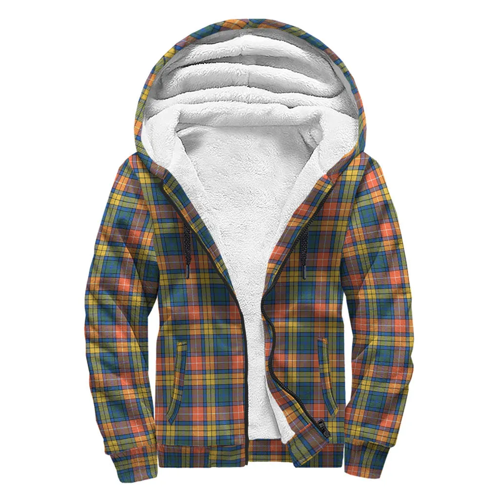 Buchanan Ancient Tartan Sherpa Hoodie with Family Crest