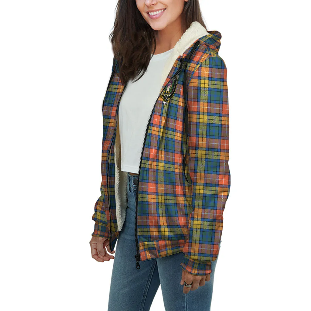 Buchanan Ancient Tartan Sherpa Hoodie with Family Crest