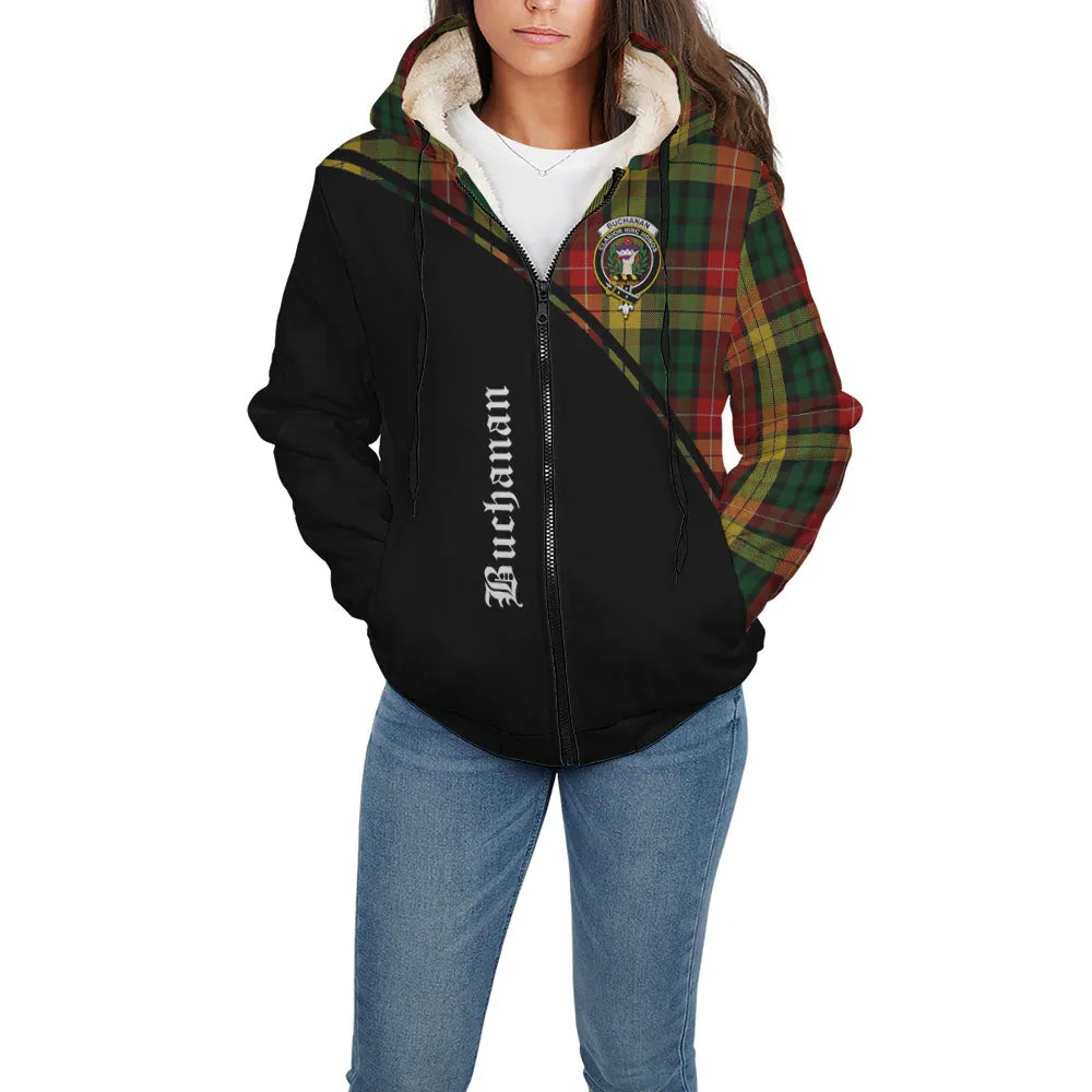 Buchanan Tartan Sherpa Hoodie with Family Crest Curve Style