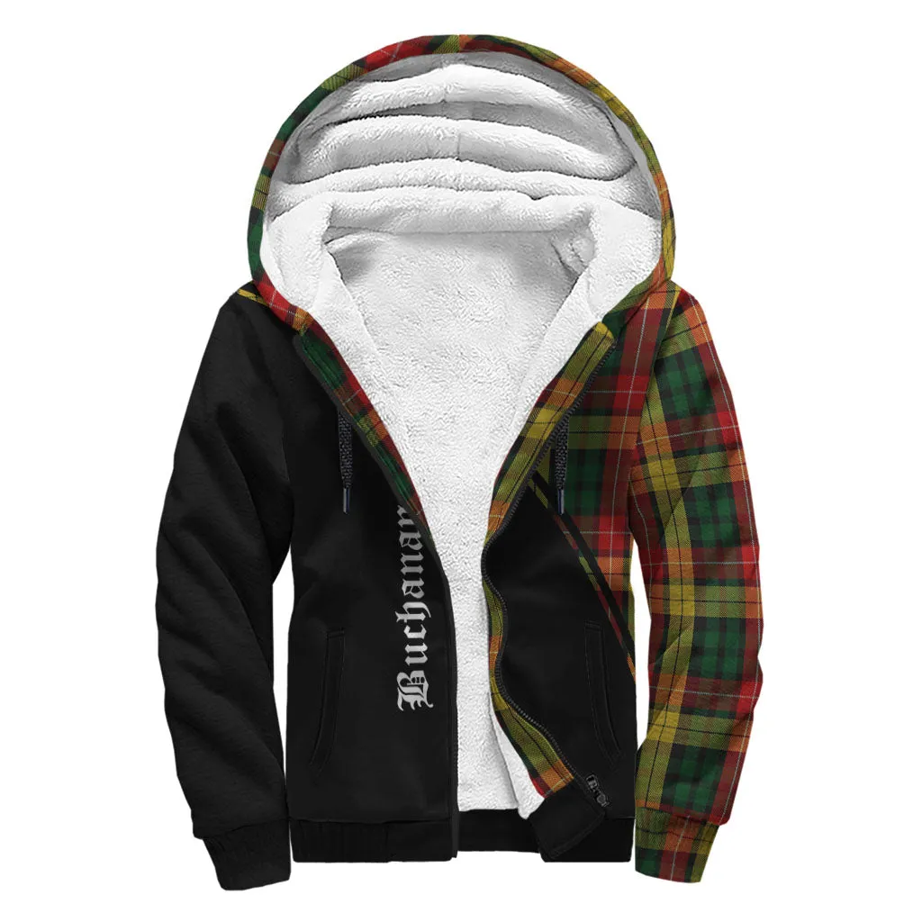 Buchanan Tartan Sherpa Hoodie with Family Crest Curve Style