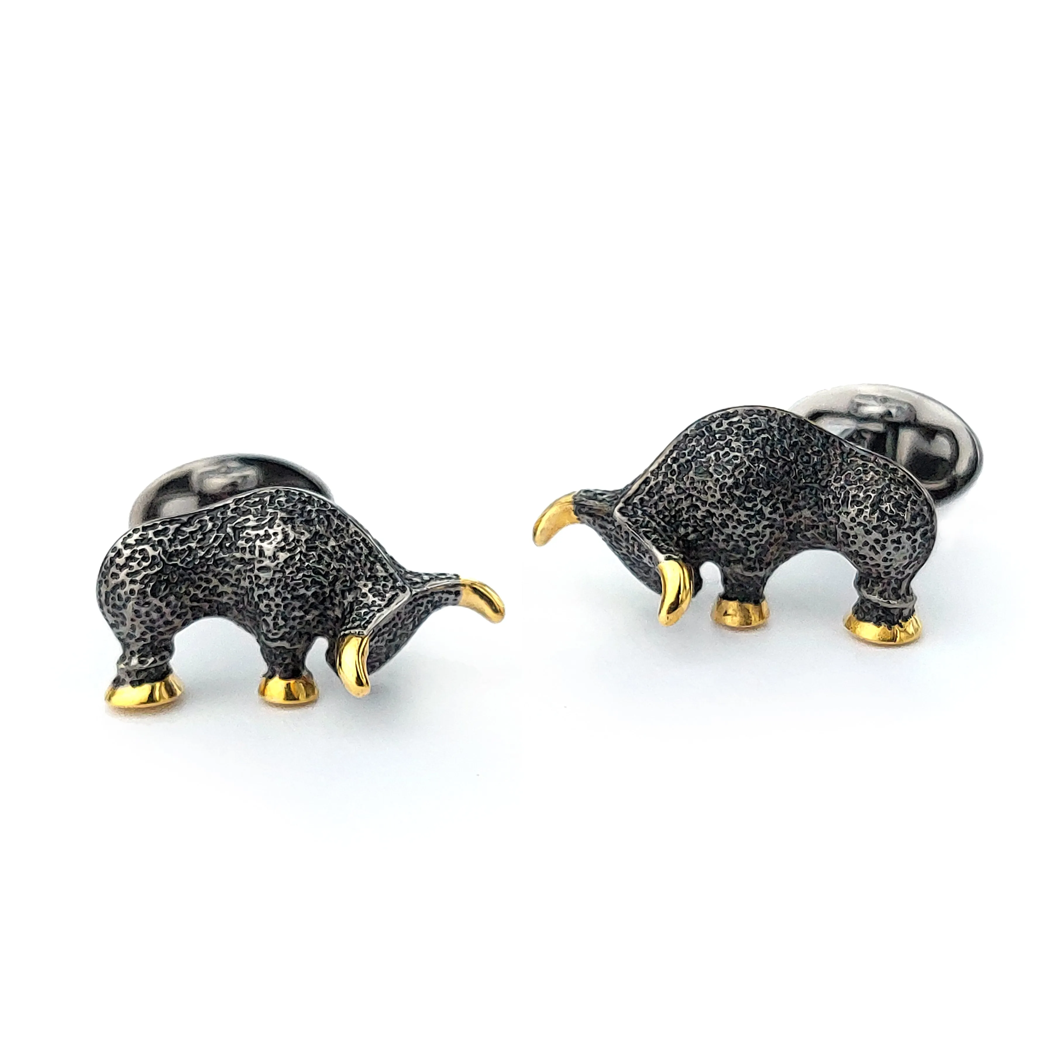 Bull Sterling Cufflinks with 18k Gold Vermeil horns